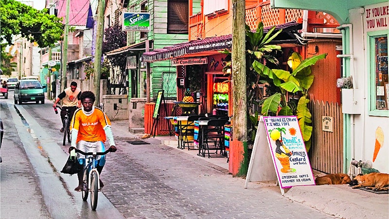San Pedro, Ambergris Cay, Belize. Downtown San Pedro in Belize.