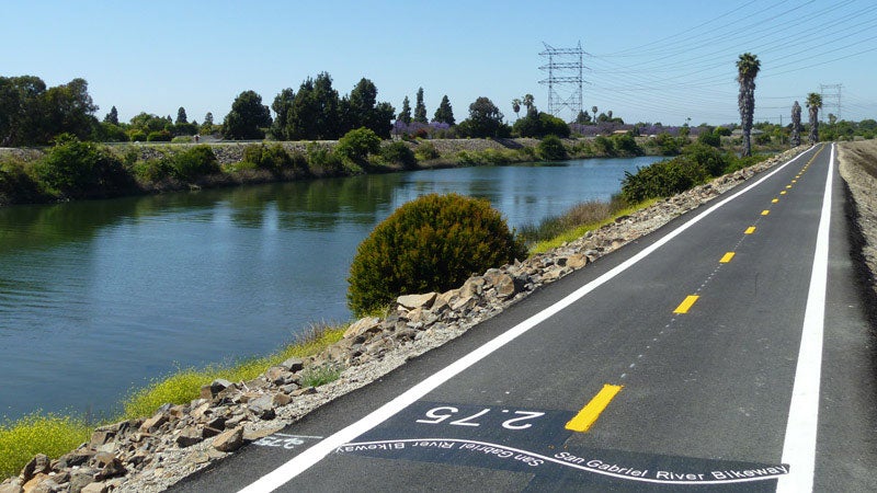 San Gabriel River bike trail 2.75 long beach california