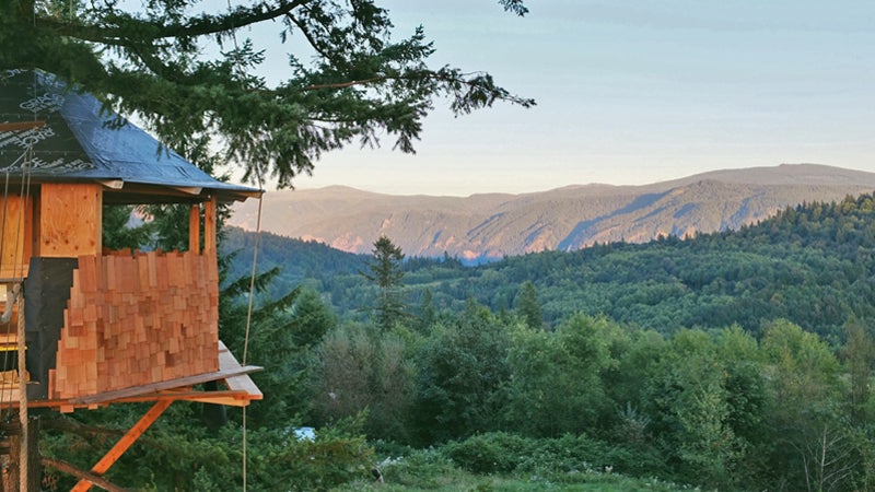 Foster Huntington #vanlife home is where you park it treehouse skatepark columbia river gorge shelter gear shed outside outside online outside magazine