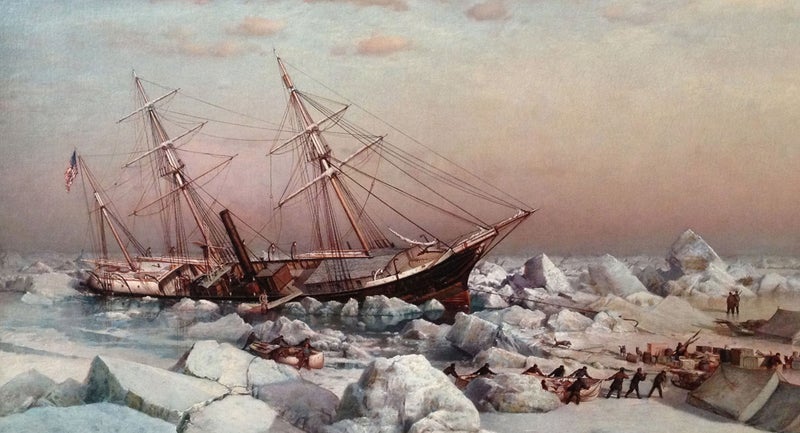 An 1883 paint of the Jeannette sinking.
