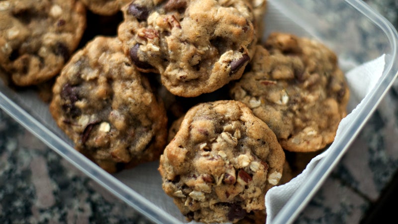 baked goods baking chocolate chip oatmeal cookies cookies food