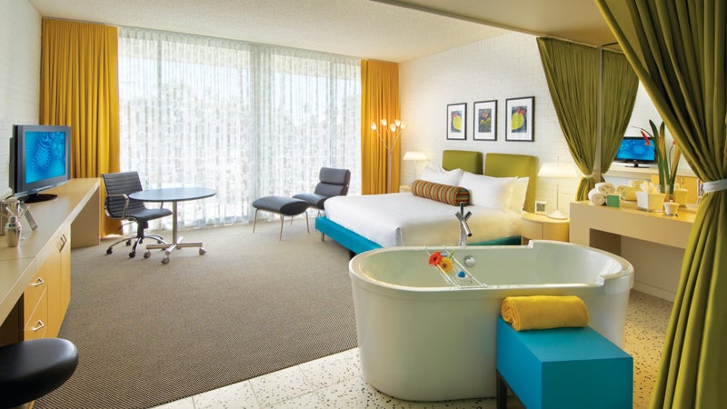 hotel valley ho scottsdale philippe starck zuzu groovy art deco mood lighting mtb trail two-wheeler base camp travel outside magazine outside online arizona phoenix desert national trail mad men mesas