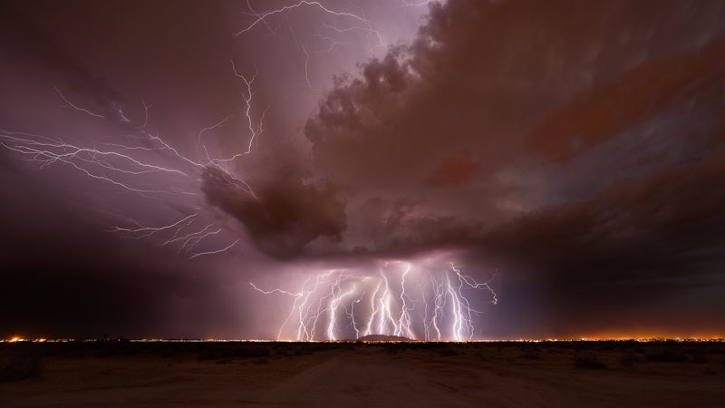 20130706 Canon 5D Mark II Rokinon 14mm 2.8 arizona casa grande city lights clouds lightning mammatus monsoon mountains rain roads sunset