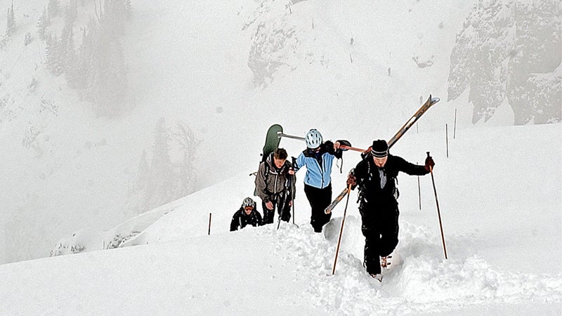 ski skiing hike hiking backcountry back country jhmr headwall snow winter jackson hole mountain resort