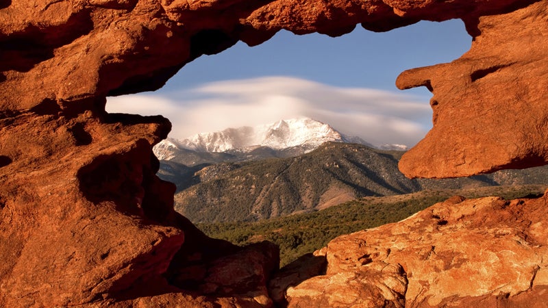 OutsidOnline best towns high-altitude running Colorado Springs rock formation Pikes Peak mountains
