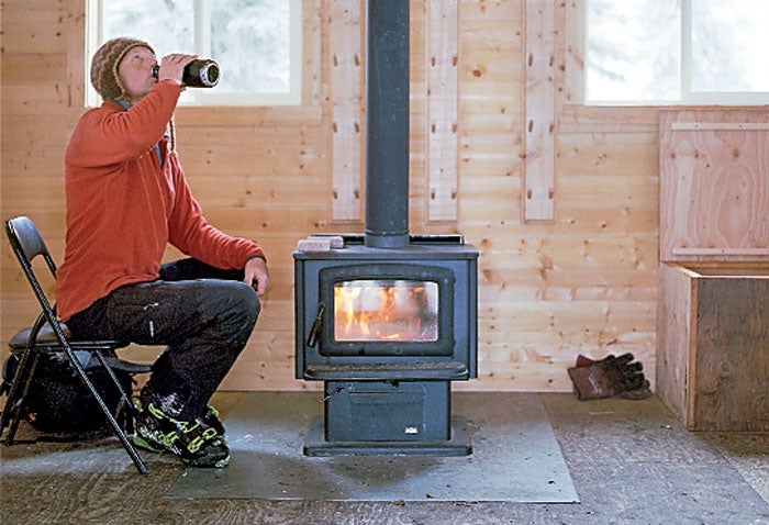 Brian Hall at the Hankin-Evelyn warming hut.