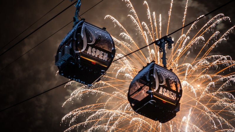 ajax aspen Aspen Mountain colorado Content Type Fireworks gondola gondola plaza night no one no people Outdoors snow Thomas O'Brien Winter