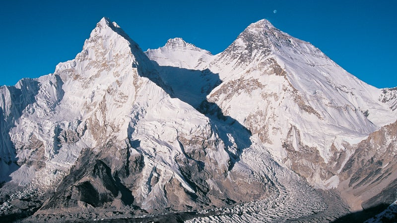 The peaks of Everest Lhotse and Nuptse.