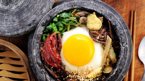 Bi Bim Bap Korean Culture Korean Cuisine Steamed Rice Rice Egg Hot Pepper Paste Vegetables Healthy Diet
