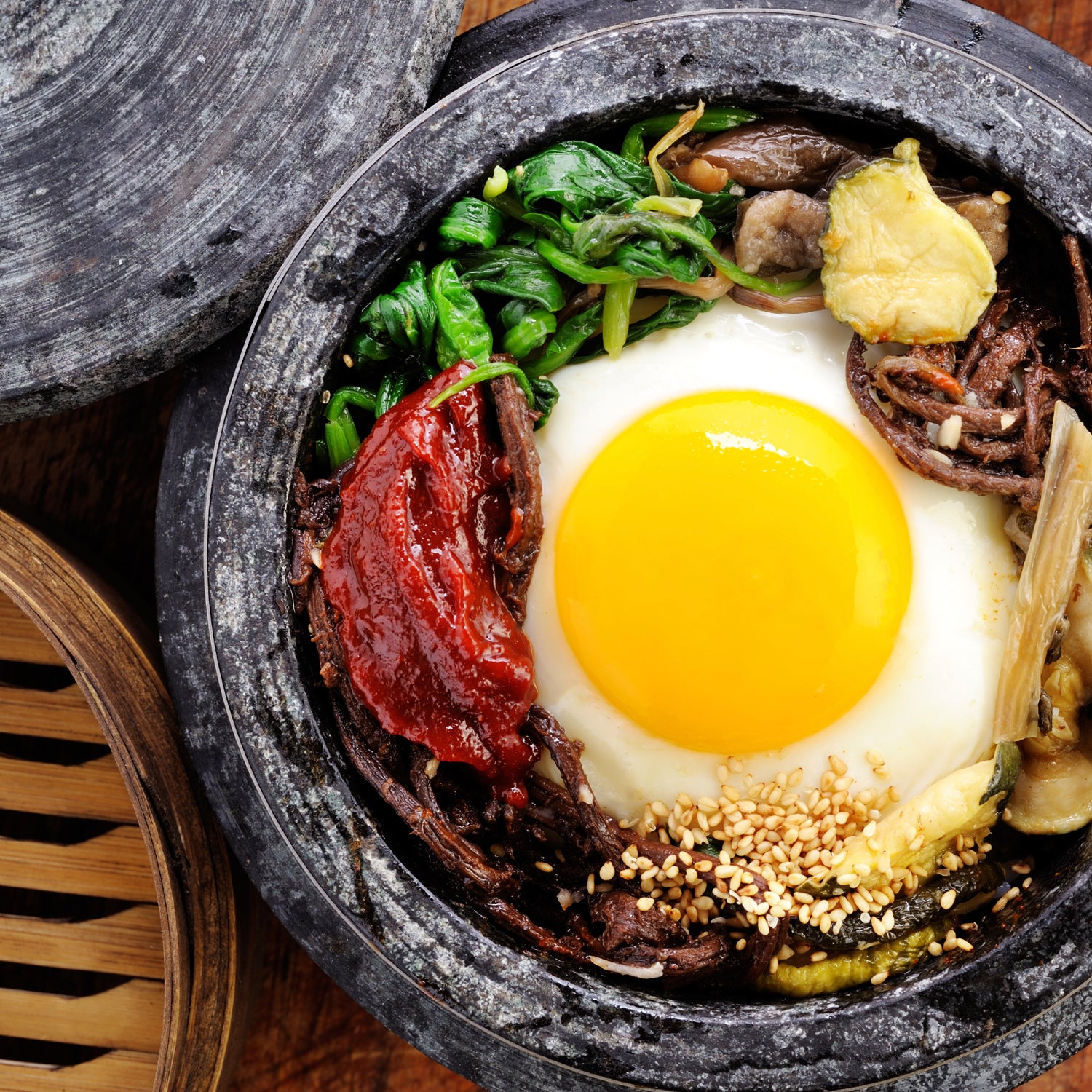 Bi Bim Bap Korean Culture Korean Cuisine Steamed Rice Rice Egg Hot Pepper Paste Vegetables Healthy Diet