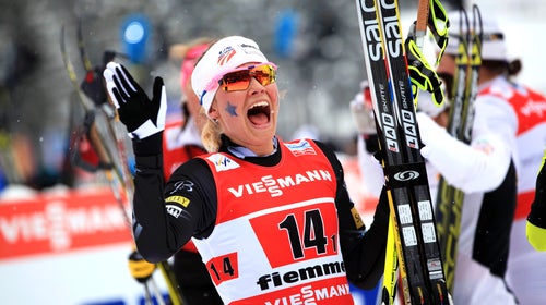 Jessie Diggins (pictured) took silver. She and Caitlin Gregg are the first American women to win a major championship medal in long-distance cross-country skiing.