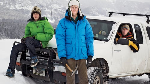 From left: Isaac and Sam Lowe-Anker and Max Lowe, near their home in Bozeman, Montana.