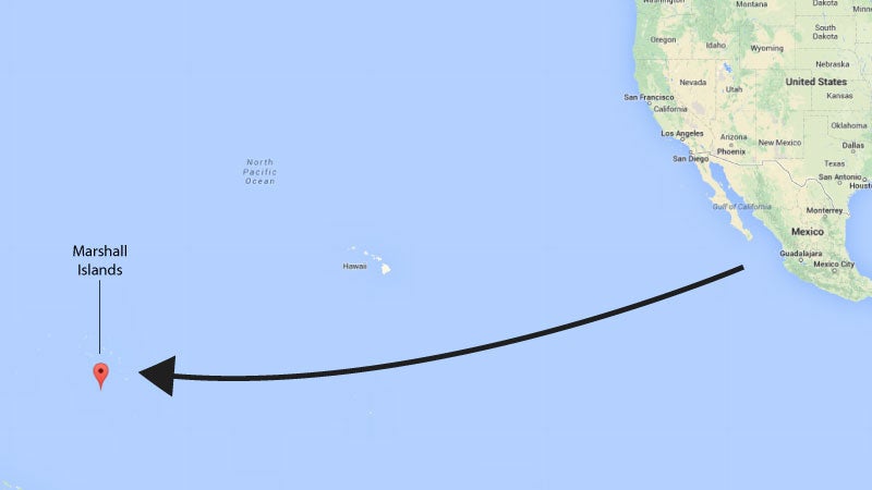 The approximate path Jose Ivan claims to have drifted during his 13 months adrift in the Pacific.