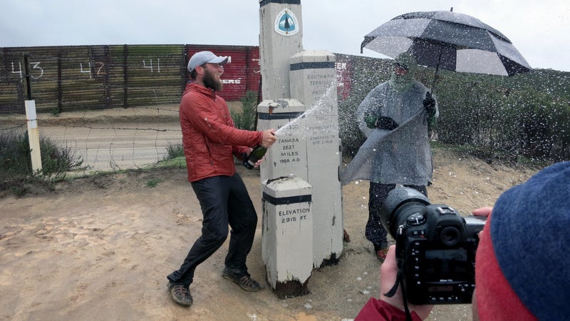 Shawn Forry (left) and Justin Lichter (right) celebrate the end of their hike.