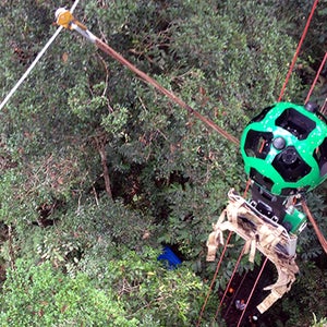 The 40-pound Google Trekker camera reached 62 mph on the zipline.