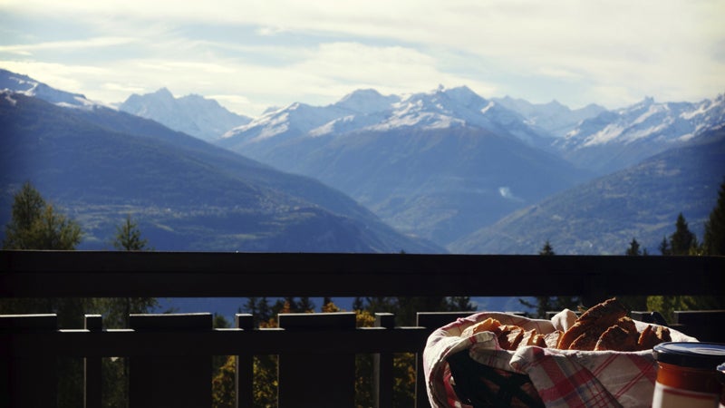 OutsideOnline inn hikes Swiss Alps Pennine breakfast view