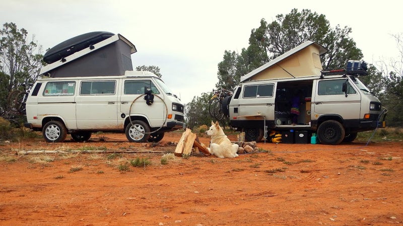 Sarah McCloskey vanagon westfalia vw t3 vw t25 camper van car camping carcamping camping campsite Marc McCloskey BLM land bureau of land management outside magazine outside online gear shed gear guy joe jackson ask the expert trekker chair kit Therm-a-rest GoWesty Auxiliary battery kit power bright 900w Primus two-burner stove