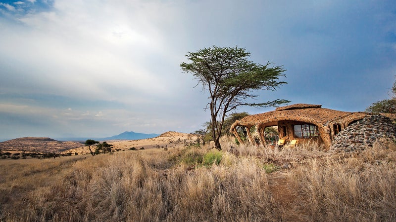 The Earthpod rooms at Lewa House blend into the Kenyan landscape.