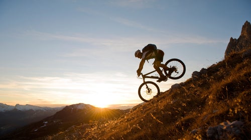 Mountain Biking Moody Sky cycling Night Holiday Bicycle jump Exercising Silhouette Extreme Sports estimate Men Cycle Nature Sun Sunset Macro Grass Plant Sport Action Freedom Horizontal Moving Down