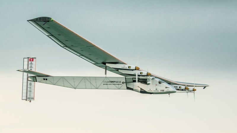 The Solar Impulse 2 in flight.